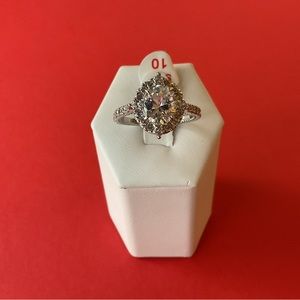 Bomb Party RBP2851 “Hint of Romance” Diamond CZ on Rhodium Size 10 Ring NWT